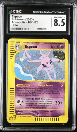 CGC 8.5 NM/MINT+ Espeon H9/H32 Aquapolis Holo Pokemon Card - Image 1