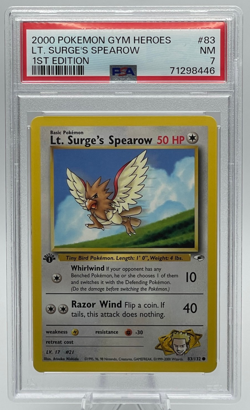 2000 POKEMON GYM HEROES #83 LT. SURGE'S SPEAROW 1ST EDITION PSA 7 NM - Image 1