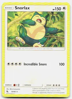 Snorlax 50/68 Rare Hidden Fates Pokemon Near Mint - Image 1