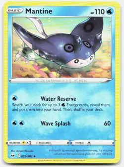 Mantine 052/202 Uncommon Sword & Shield Pokemon Near Mint - Image 1