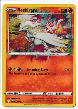 Pokemon TCG Shining Fates Reshiram 17/72 Amazing Rare Holo - Image 1