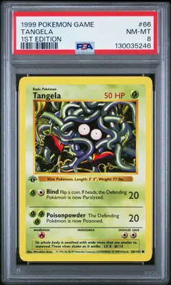 1999 POKEMON BASE SET 1ST EDITION #66 TANGELA PSA 8 - Image 1
