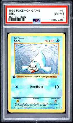 1999 POKEMON BASE SET 1ST EDITION #41 SEEL PSA 8 - Image 1