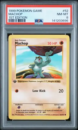 1999 POKEMON BASE SET 1ST EDITION #52 MACHOP PSA 8 - Image 1