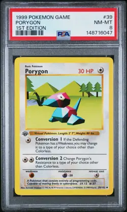 1999 POKEMON BASE SET 1ST EDITION #39 PORYGON PSA 8 - Image 1