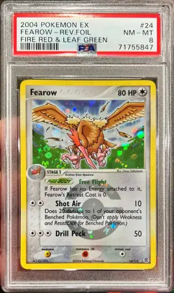 2004 Pokemon Ex Fearow Rev Foil Fire Red & Leaf Green Swirl Holo 24/112 PSA 8 - Image 1