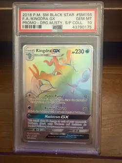 2018 POKEMON SM BLACK STAR PROMO KINGDRA GX DRAGON MAJESTY SP COLL #SM155 PSA 10 - Image 1