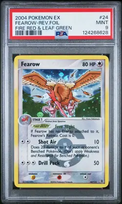 2004 POKEMON EX FIRE RED & LEAF GREEN #24 FEAROW-REVERSE FOIL PSA 9 - Image 1