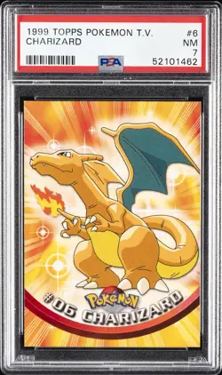 1999 TOPPS POKEMON TV #6 CHARIZARD PSA 7 - Image 1