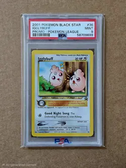 2001 POKEMON PROMO BLACK STAR POKEMON LEAGUE #36 IGGLYBUFF PSA 9 MINT - Image 1