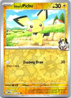 Ethan's Pichu 071/182 Common Destined Rivals Pokemon Reverse Holo Near Mint - Image 1
