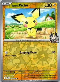 Ethan's Pichu 071/182 Common Destined Rivals Pokemon Reverse Holo Near Mint - Image 1