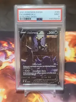 Pokemon Umbreon v Alternate Full Art Holo Card 189/203 Evolving Skies PSA9🔥 - Image 1