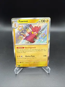 Pokemon TCG Pawmot 144/091 SV: Paldean Fates Shiny Rare Holo 130 HP Eng - Image 1