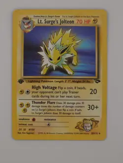Pokemon Card Lt. Surge's Jolteon 28/132 Gym Challenge 1st Edition Rare - Image 1