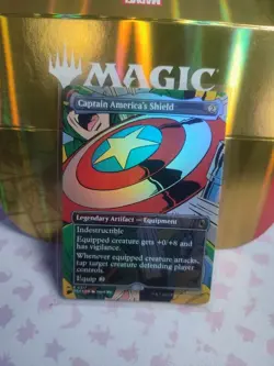 MTG Marvel Super Heroes CAPTAIN AMERICA'S SHIELD Borderless Foil Rare #317 - Image 1