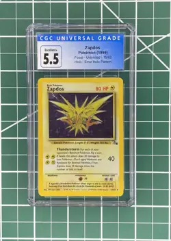 Pokemon (1999) Zapdos Fossil 15/62 Unlimited Holo - CGC 5.5 - Error Holo Pattern - Image 1