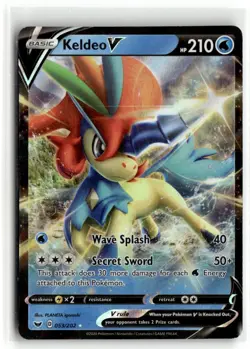 2020 Pokemon Sword & Shield Base Set Keldeo V #053/202 - Image 1