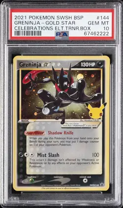 2021 POKEMON SWSH BLACK STAR PROMO #144 GRENINJA-GOLD STAR PSA 10 - Image 1