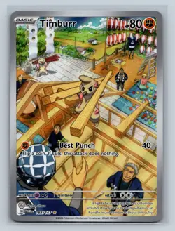 Pokemon SV06: Twilight Masquerade #183/167 Timburr Illustration Rare Pack Fresh - Image 1