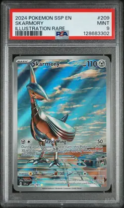Skarmory 209/191 Illustration Rare Ssp En Surging Sparks Pokemon PSA 9 - Image 1