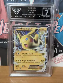 Pikachu EX XY174 Promo Pokemon Card - GetGraded Excellent 7 - Image 1