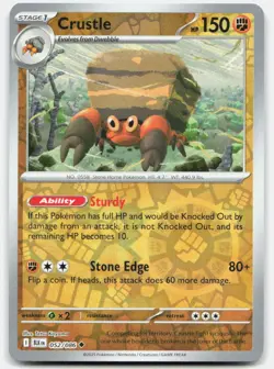 Crustle 052/086 Uncommon Black Bolt Pokemon Reverse Holo Near Mint - Image 1