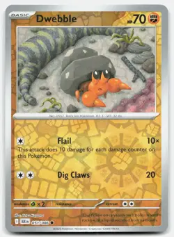 Dwebble 051/086 Common Black Bolt Pokemon Reverse Holo Near Mint - Image 1