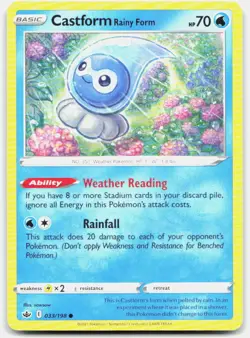 Castform Rainy Form 033/198 Common Chilling Reign Pokemon Near Mint - Image 1
