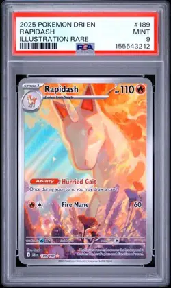 2025 POKEMON DRI EN-DESTINED RIVALS ILLUSTRATION RARE #189 RAPIDASH PSA 9 - Image 1