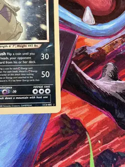 SUNFADED Pokemon TCG Shining Tyranitar Neo Destiny Holo Card 113/105 HP Crease - Image 5