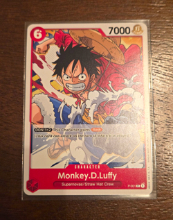 One Piece CCG Super Pre Release Monkey.D.Luffy [Participant] Promo P-001 - Image 1