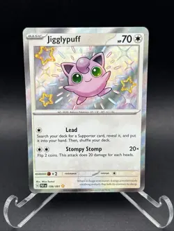 Pokemon TCG Paldean Fates Jigglypuff Card 198/091 Shiny Holo Rare - Image 1
