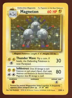 Magneton 9/102 Holo Holo Rare Base Set Unlimited Pokemon Holo HP - Image 1