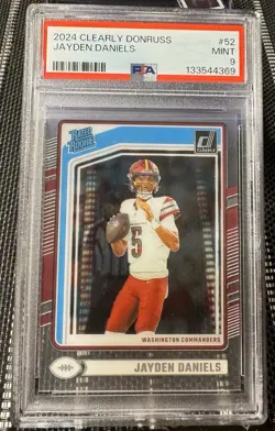 2024 Panini Clearly Donruss Rated Rookie Jayden Daniels #52 (RC) PSA 9 - Image 1