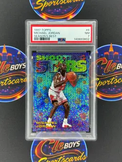 Michael Jordan 1997 Topps Season's Best Shooting Stars Insert #6 PSA 7 Bulls HOF - Image 1