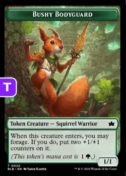 MTG Bushy Bodyguard Bloomburrow Token Token Creature Squirrel Warrior NM - Image 1