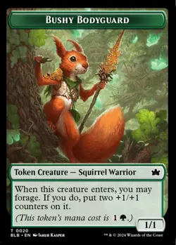 MTG Bushy Bodyguard Bloomburrow Token Token Creature Squirrel Warrior NM - Image 2