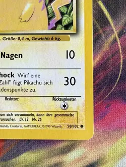 German Pikachu NM LP 1st Edition Base Set Common 58 Pokemon Vintage WoTC Wizards - Image 5
