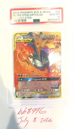 2019 POKEMON SUN & MOON HIDDEN FATES #44 MOLTRES & ZAPDOS & ARTICUNO GX PSA 10 - Image 1