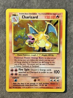 Pokemon TCG Charizard Base Set Holo Rare 4/102 1999 120 HP Stage 2 English - Image 1