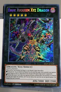 Yugioh Dark Requiem XYZ dragon INOV-EN049 Secret Rare NM 1st Ed - Image 1