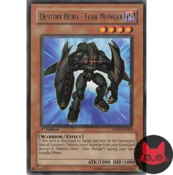 Yugioh Destiny HERO - Fear Monger DP05-EN009 Rare 1st Edition NM - Image 1