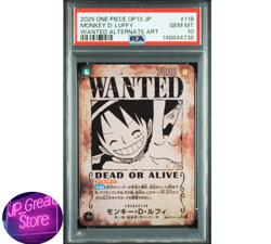 PSA 10 Luffy OP13-118 SEC Wanted SP Alt Art Carrying on His Will One Piece Japan - Image 1