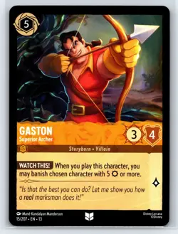 #15 Gaston - Superior Archer - Uncommon - Amber 2026 Lorcana Attack of the Vine - Image 1