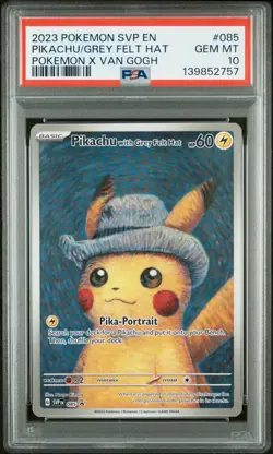 2023 POKEMON SVP EN-SV BLACK STAR PROMO #085 PIKACHU WITH GREY FELT HAT PSA 10 - Image 1