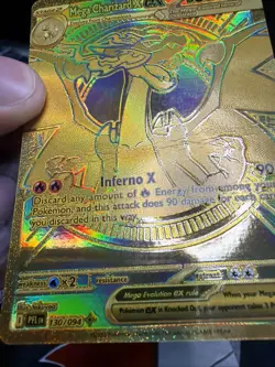 Mega Charizard X EX Phantasmal Flames 130/94 Mega Ultra Rare Gold Card Creased - Image 2