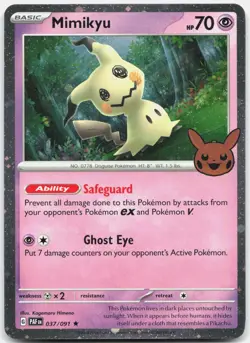 Mimikyu 037/091 Holo Rare Trick or Trade BOOster 2024 Pokemon Near Mint - Image 1