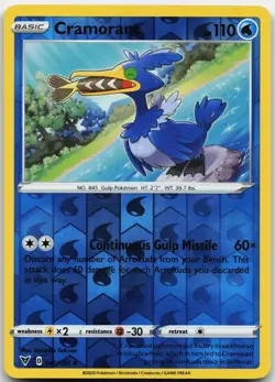 CRAMORANT 040/185 UNCOMMON VIVID VOLTAGE POKEMON REVERSE HOLO MP - Image 1