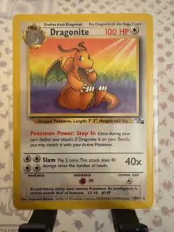 Pokemon Dragonite 19/62 Fossil Unlimited Non-Holo Rare English 1999 - Image 1